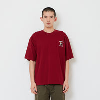 Men Printed Oversized Tee - Wine - SM2608181D