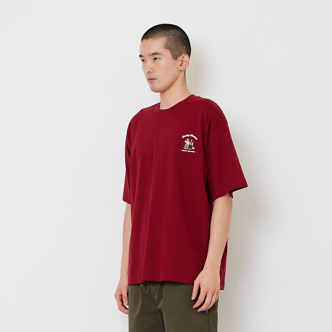 Men Printed Oversized Tee - Wine - SM2608181D