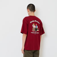 Men Printed Oversized Tee - Wine - SM2608181D