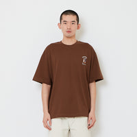Men Printed Oversized Tee - Dark Brown - SM2608181E