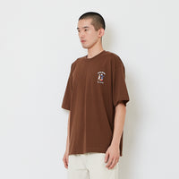 Men Printed Oversized Tee - Dark Brown - SM2608181E