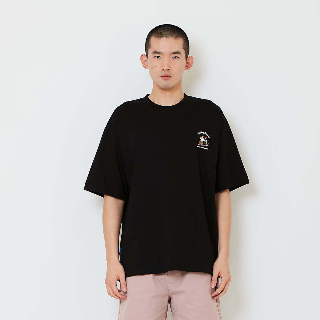 Men Printed Oversized Tee - Black - SM2608181F