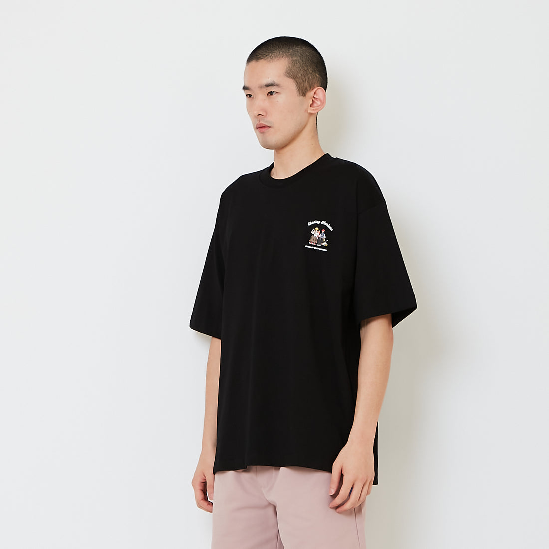 Men Printed Oversized Tee - Black - SM2608181F