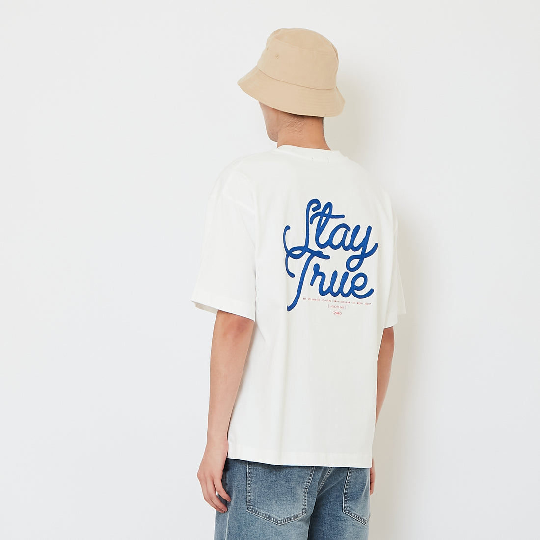 Men Embroidery Oversized Tee - Off White - SM2608183A