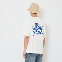 Men Embroidery Oversized Tee - Off White - SM2608183A