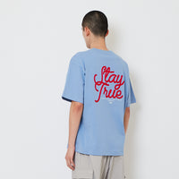 Men Embroidery Oversized Tee - Pale Blue - SM2608183C