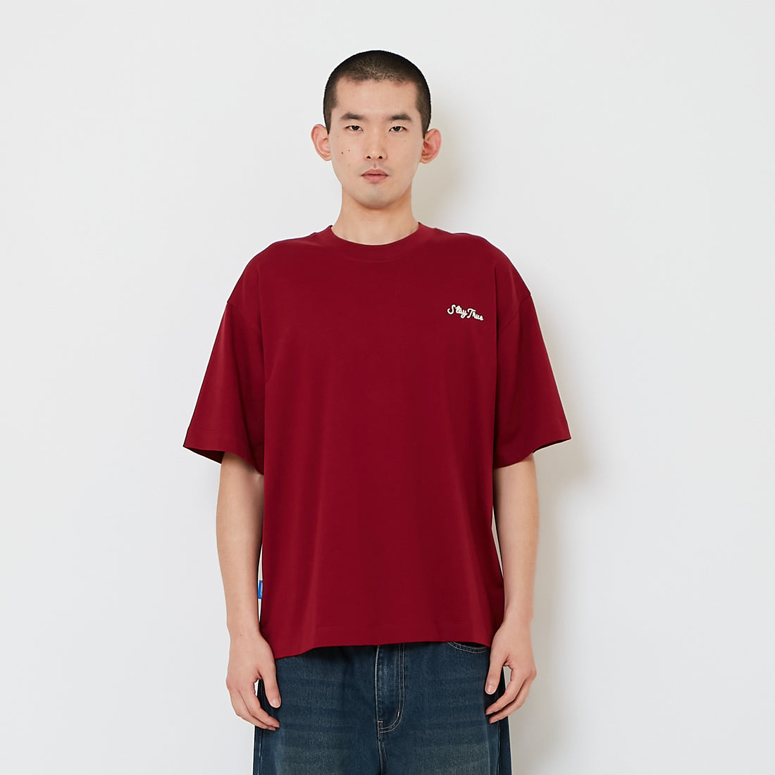 Men Embroidery Oversized Tee - Wine - SM2608183D
