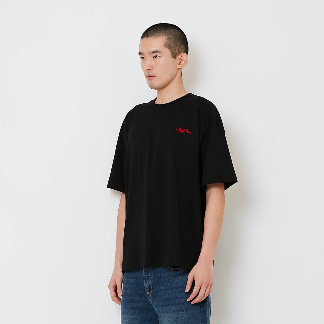 Men Embroidery Oversized Tee - Black - SM2608183E