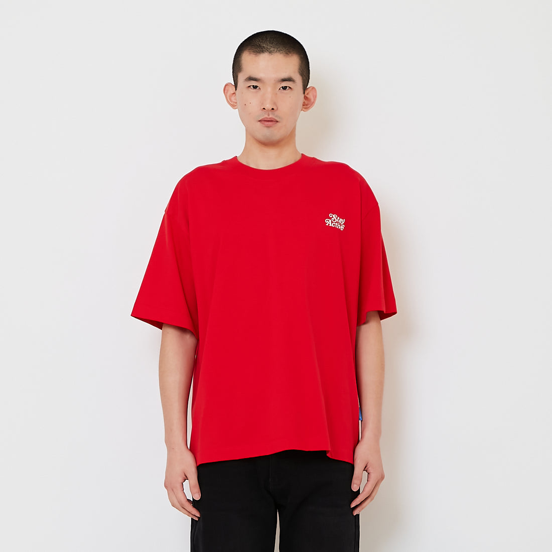 Men Embroidery Oversized Tee - Red - SM2610188C