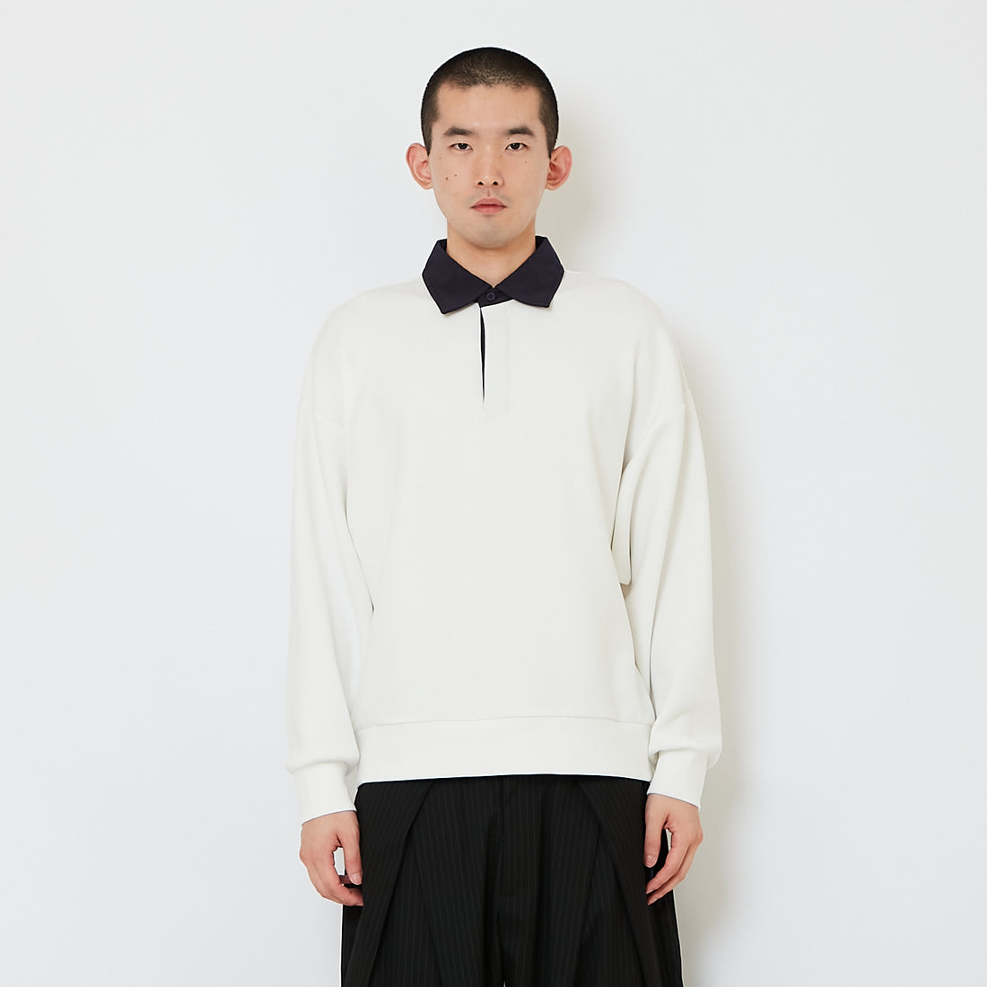 Men Oversized Polo Top - Off White - SM2610190A