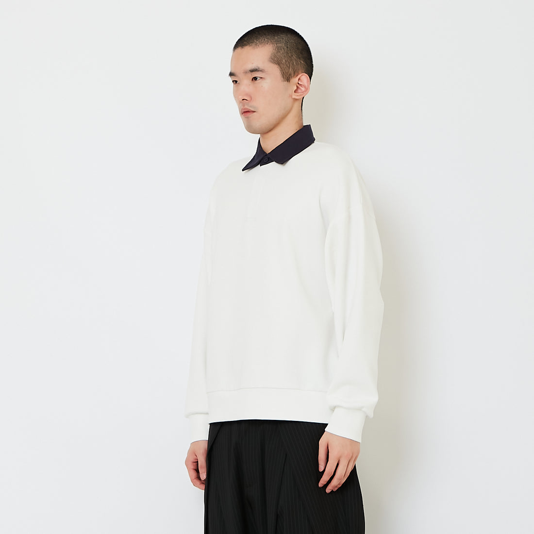 Men Oversized Polo Top - Off White - SM2610190A