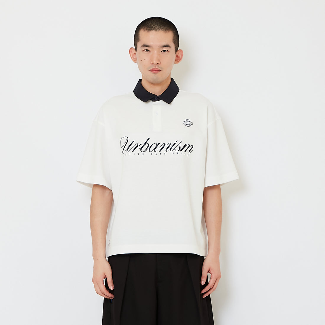 Men Cropped Polo Top - Off White - SM2610191A
