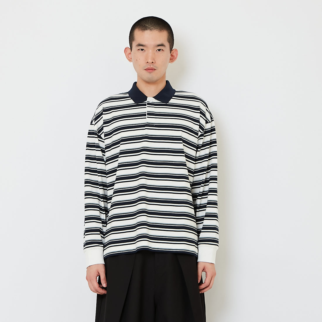 Men Oversized Stripe Top - Off White - SM2610196A