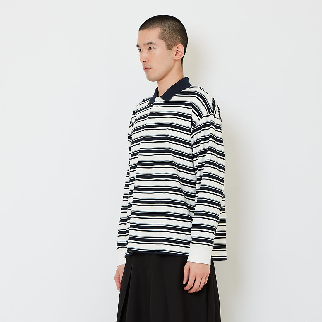 Men Oversized Stripe Top - Off White - SM2610196A