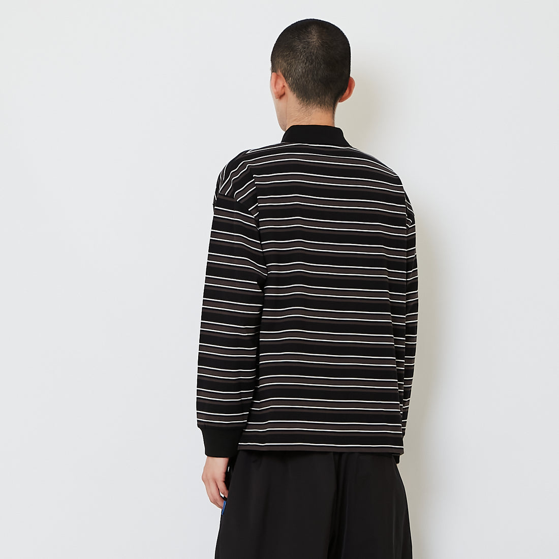 Men Oversized Stripe Top - Black - SM2610196B