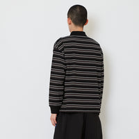 Men Oversized Stripe Top - Black - SM2610196B