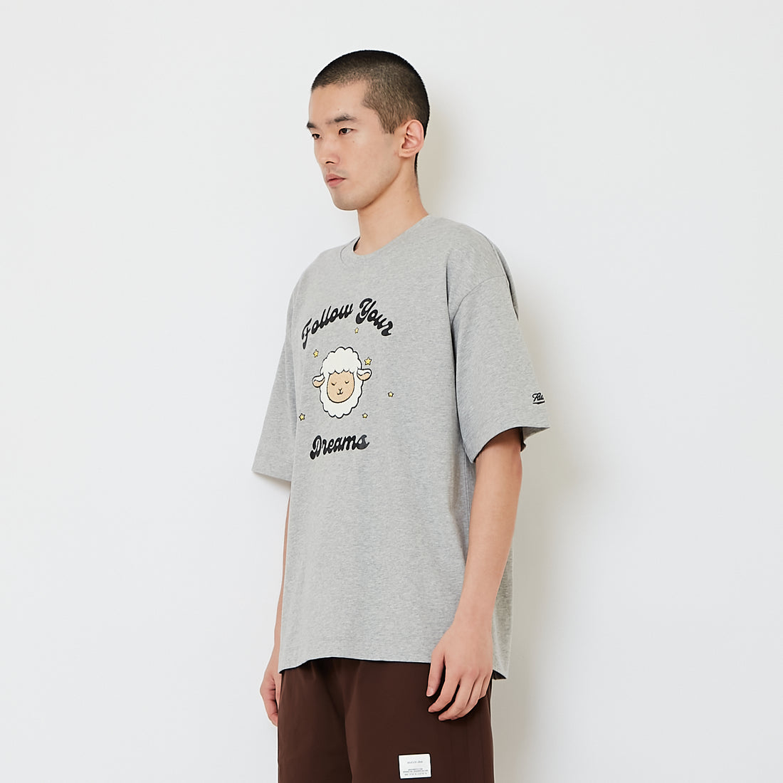 Men Embroidery Oversized Tee - Melange Grey - SM2610199D