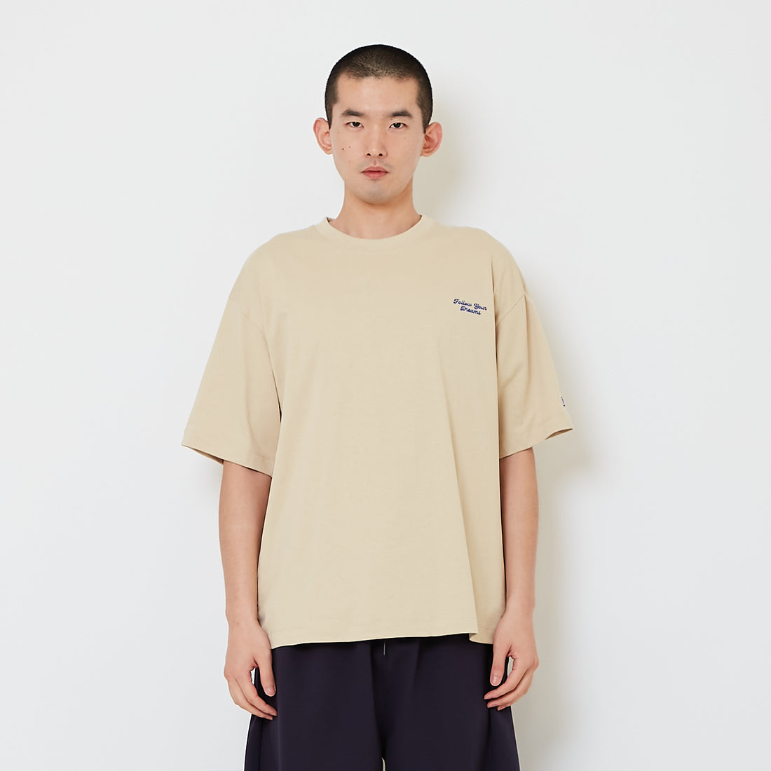 Men Embroidery Oversized Tee - Beige - SM2610200B