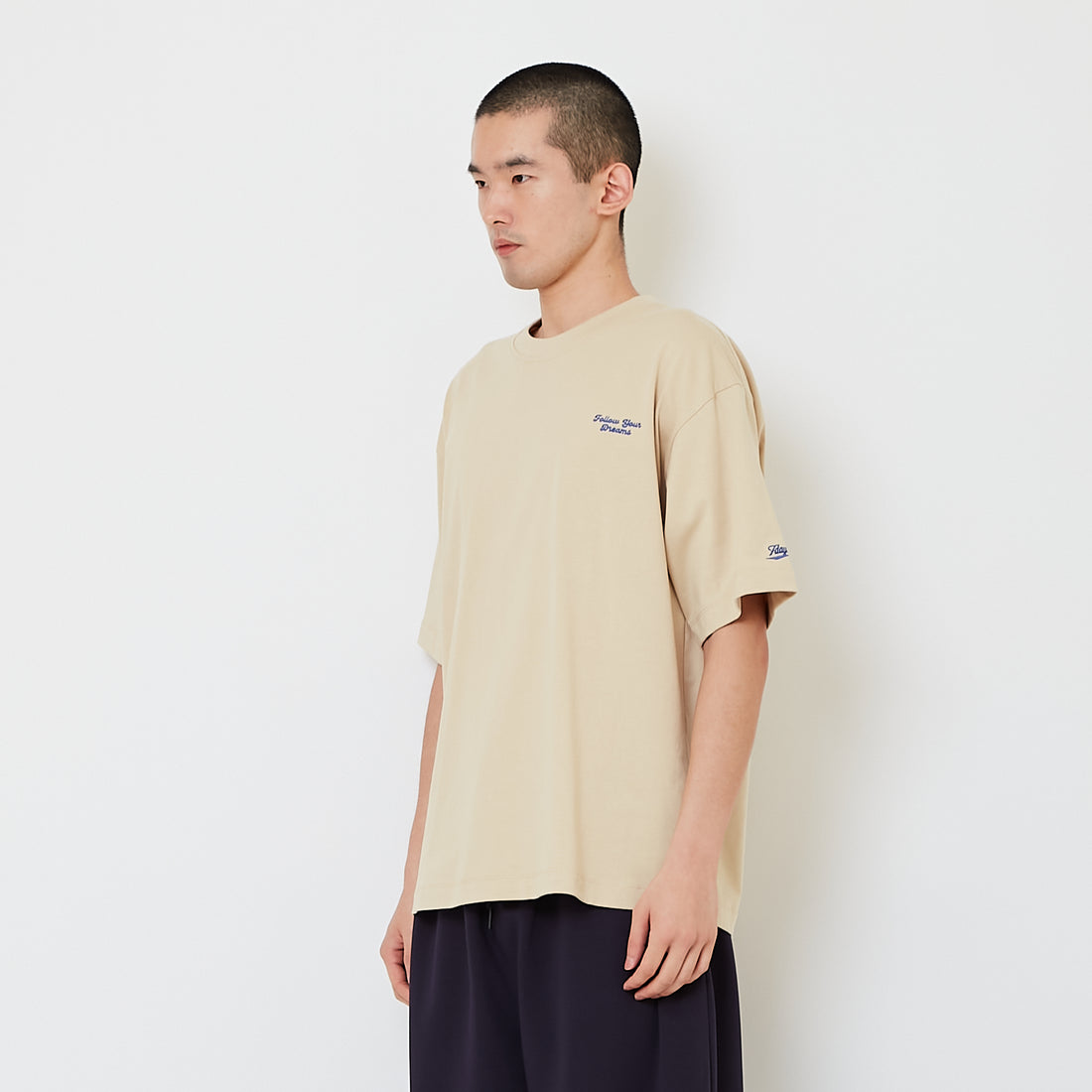 Men Embroidery Oversized Tee - Beige - SM2610200B