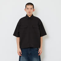Men Boxy Cropped Shirt - Black - SM2610203D