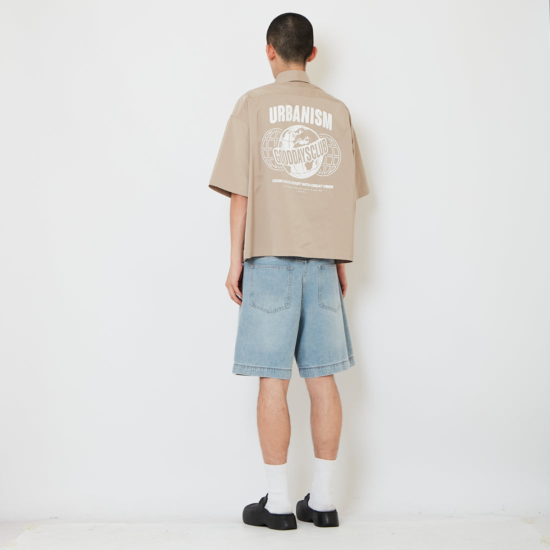 Men Wide Leg Denim Shorts - Light Blue - SM2610208A