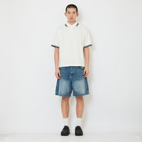 Men Wide Leg Denim Shorts - Blue - SM2610208B