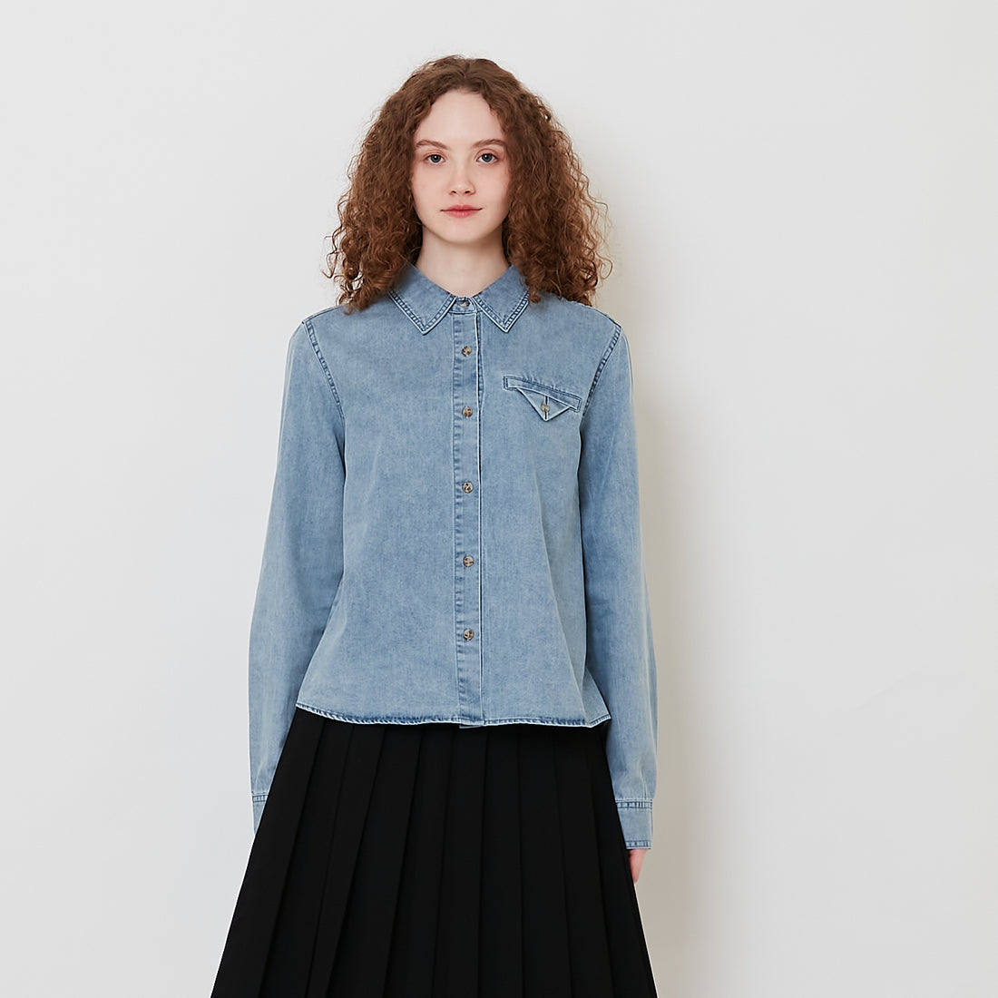 Women Chambray Shirt - Light Blue - SW2511195A