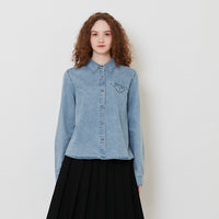 Women Chambray Shirt - Light Blue - SW2511195A