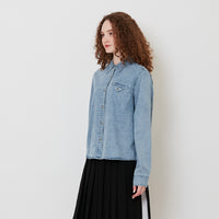 Women Chambray Shirt - Light Blue - SW2511195A