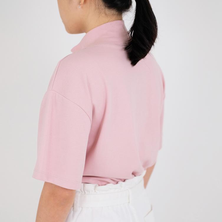 Women Mock Neck Top - Light Pink - SW2307071B