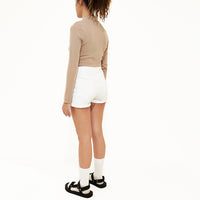 Women Stretch Denim Shorts - Off White - SW2210540A