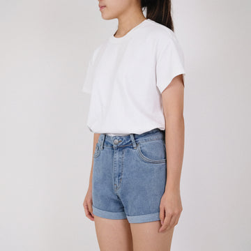 Women Stretch Denim Shorts - Light Blue - SW2210540C