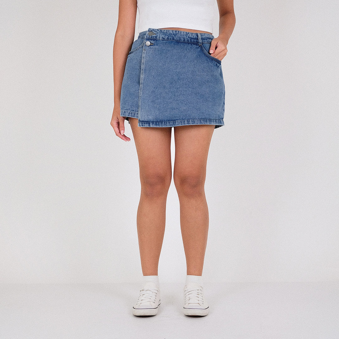 Women Denim Skort - Light Blue - SW2301022B
