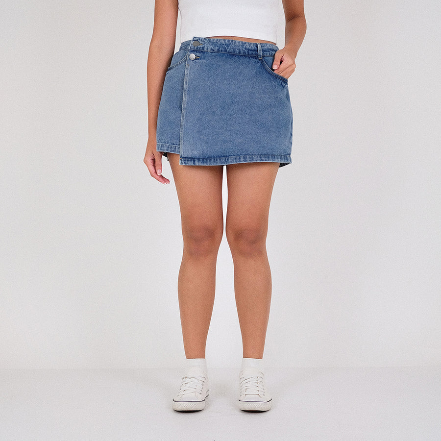 Women Denim Skort - Light Blue - SW2301022B