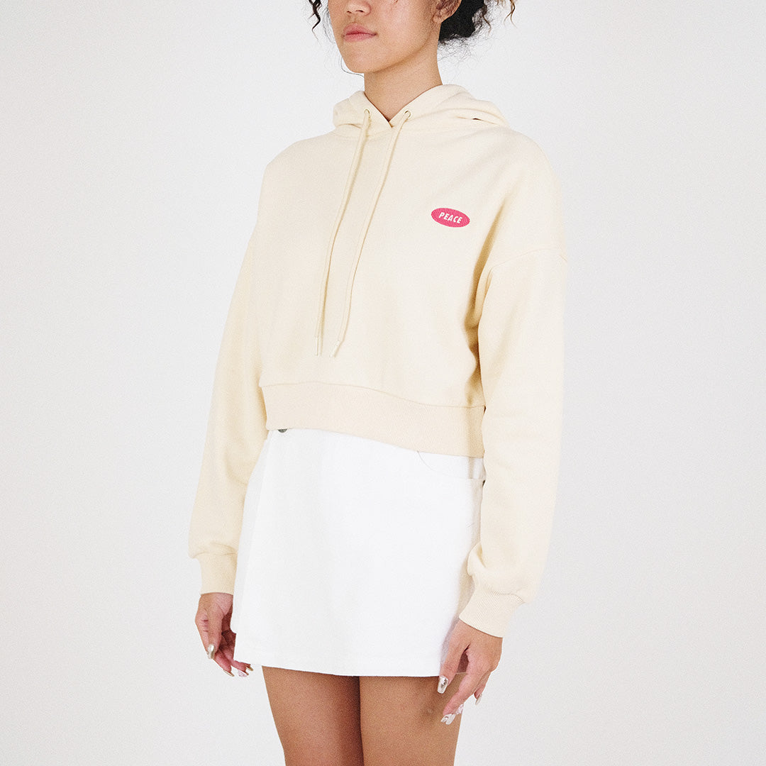 Women Cropped Hoodie - Light Yellow - SW2307070A