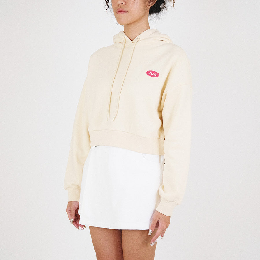 Women Cropped Hoodie - Light Yellow - SW2307070A