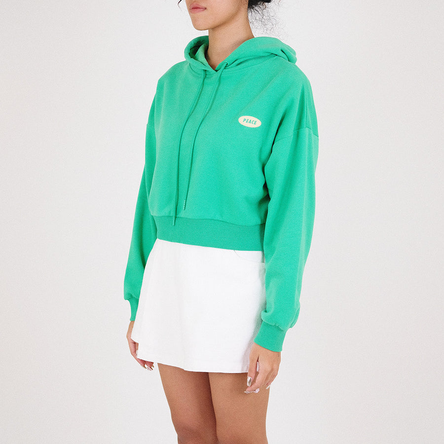 Women Cropped Hoodie - Green - SW2307070B