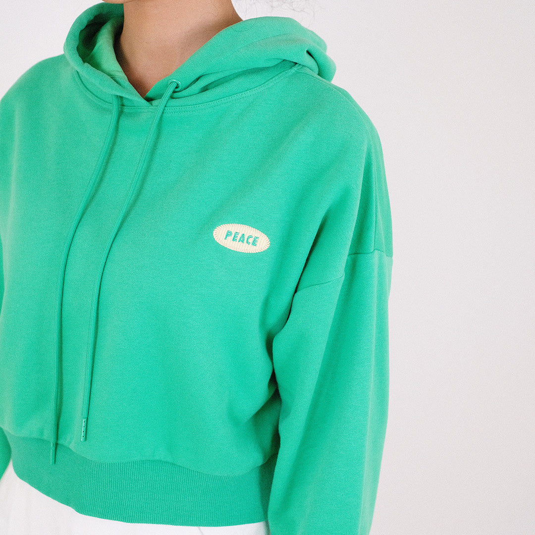 Women Cropped Hoodie - Green - SW2307070B