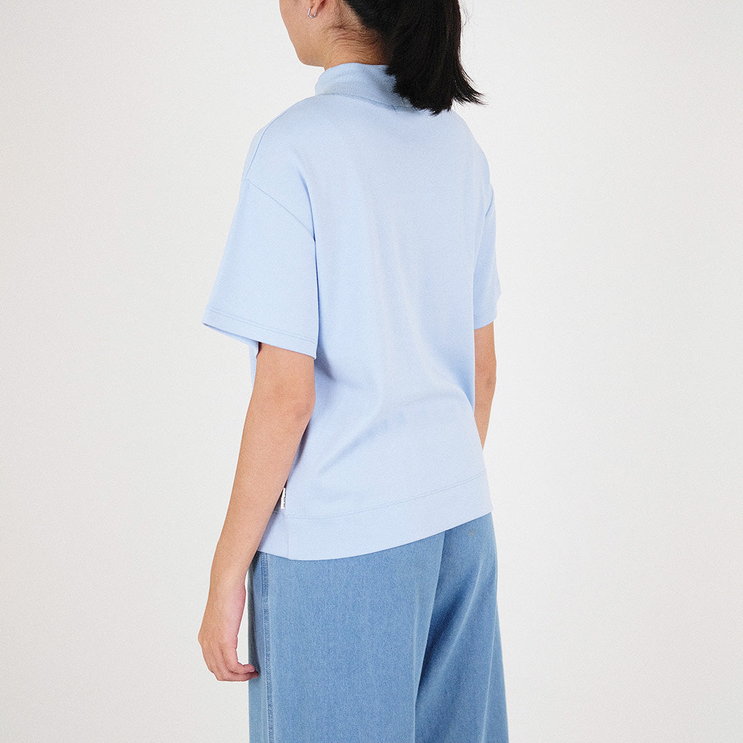 Women Mock Neck Top - Sky Blue - SW2307071C