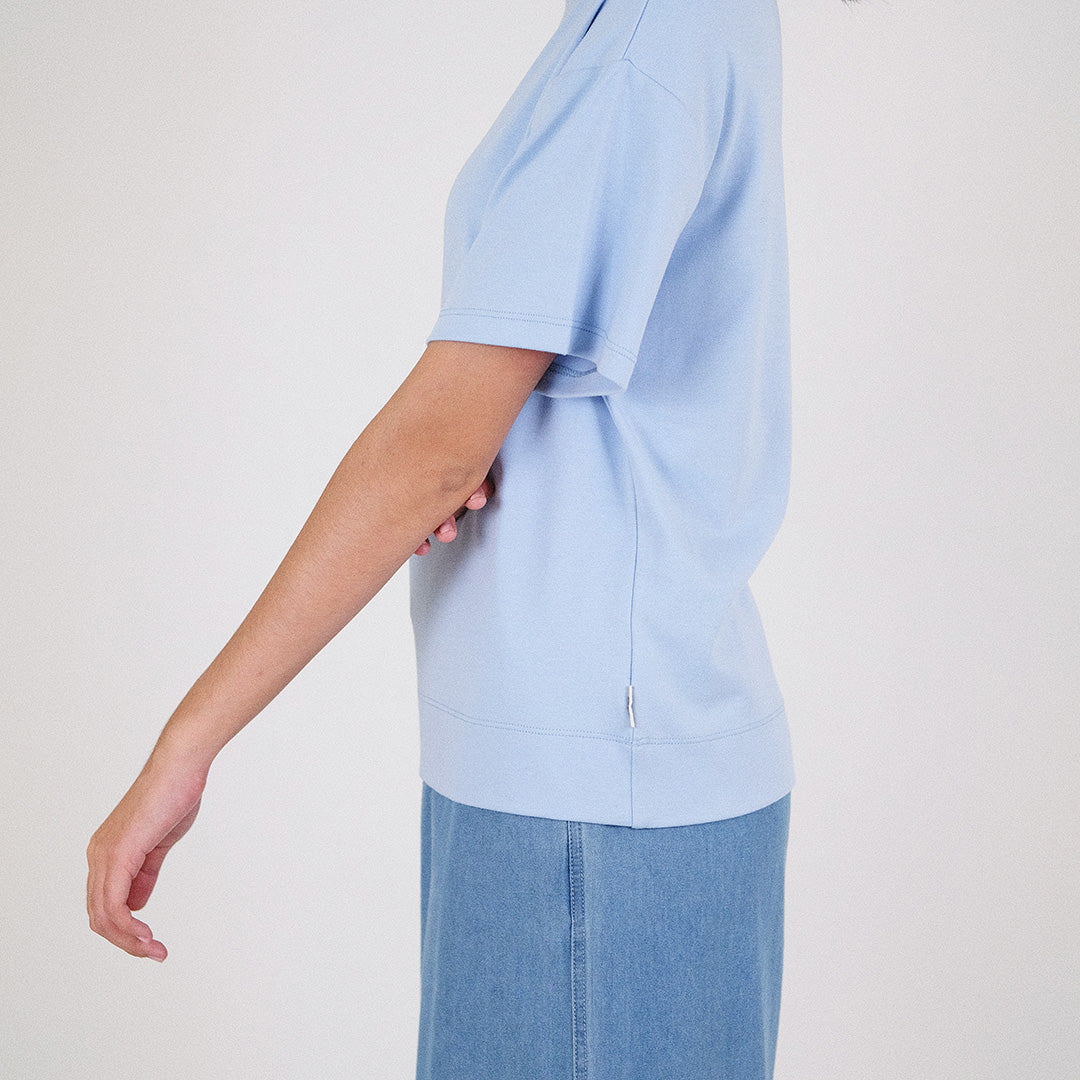 Women Mock Neck Top - Sky Blue - SW2307071C