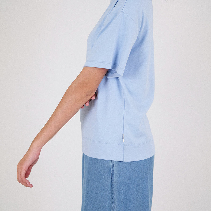 Women Mock Neck Top - Sky Blue - SW2307071C