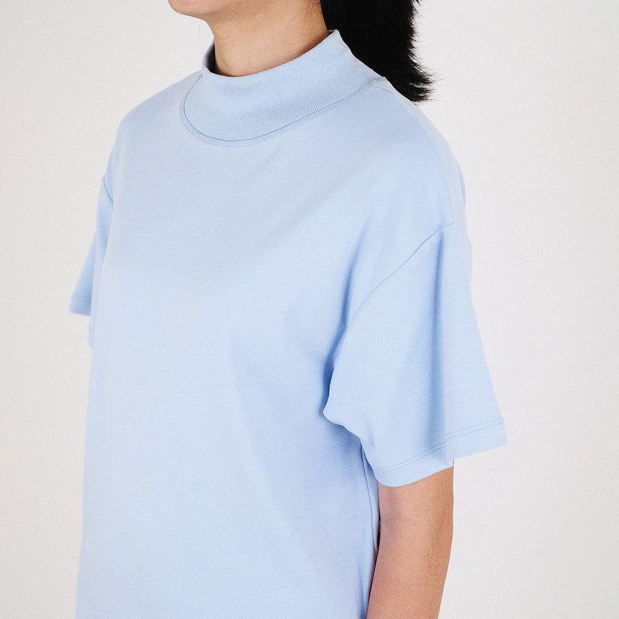Women Mock Neck Top - Sky Blue - SW2307071C