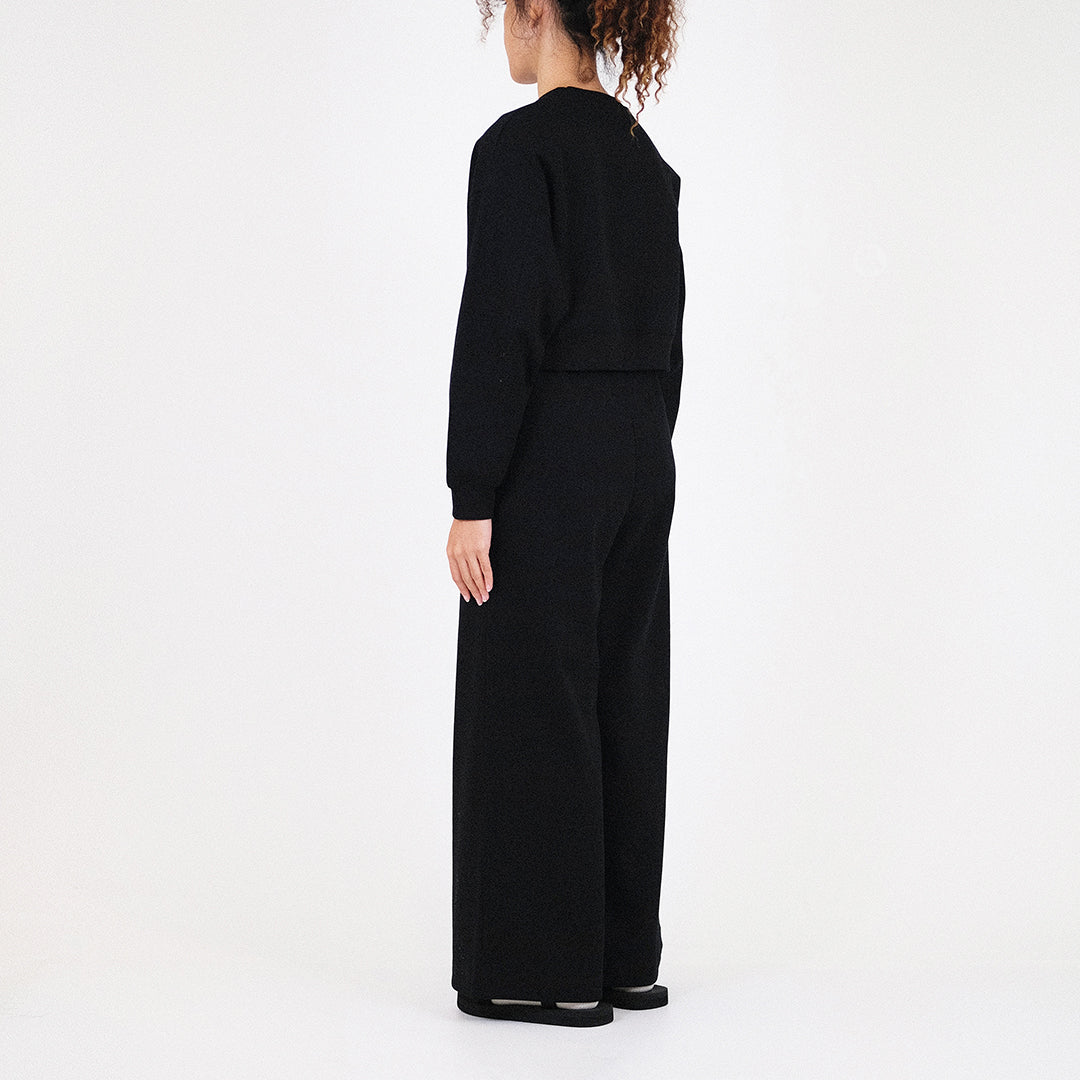Women Elastic Waist Pants - Black - SW2307080B
