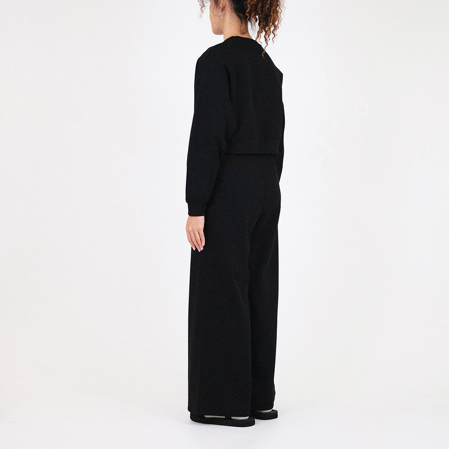 Women Elastic Waist Pants - Black - SW2307080B