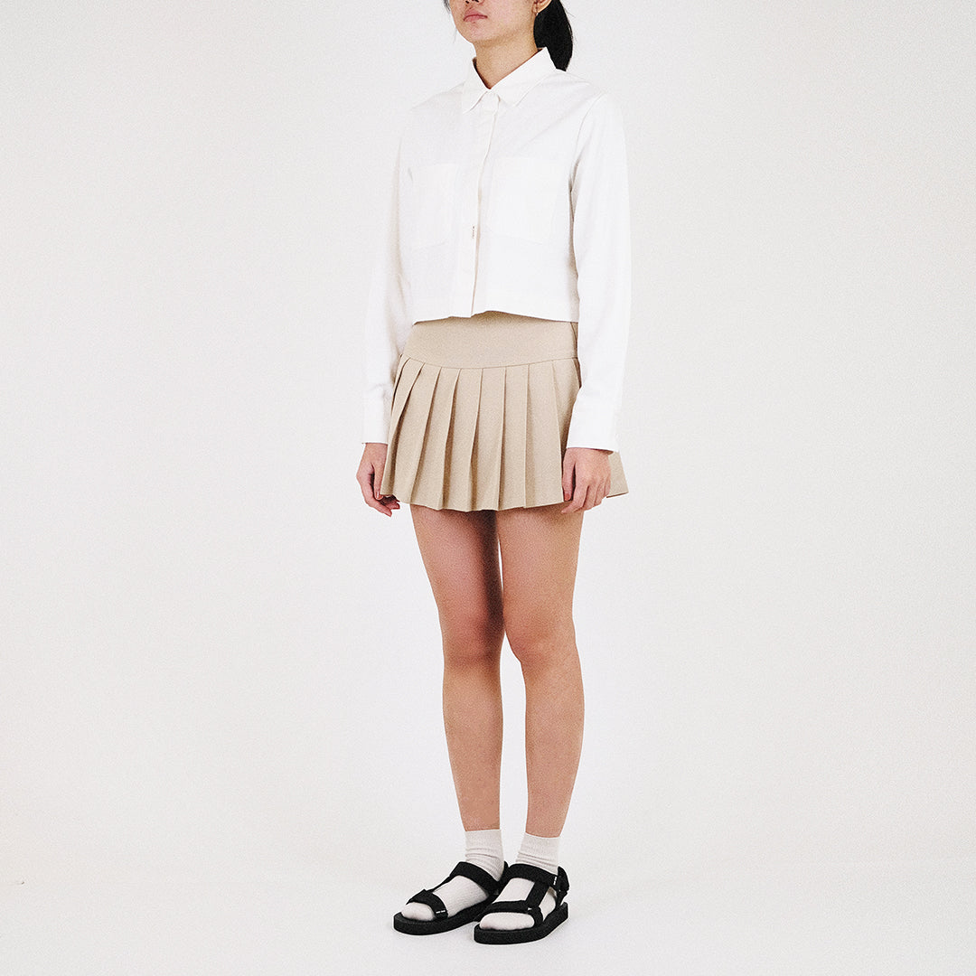 Women Cropped Shirt - Off White - SW2307082A