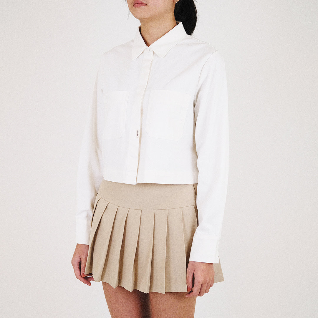 Women Cropped Shirt - Off White - SW2307082A