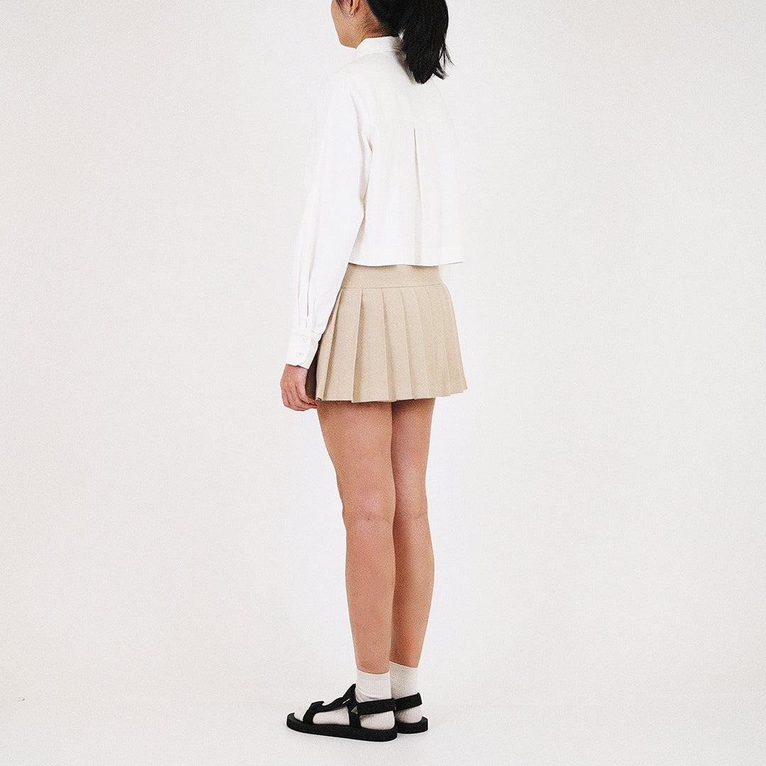 Women Cropped Shirt - Off White - SW2307082A