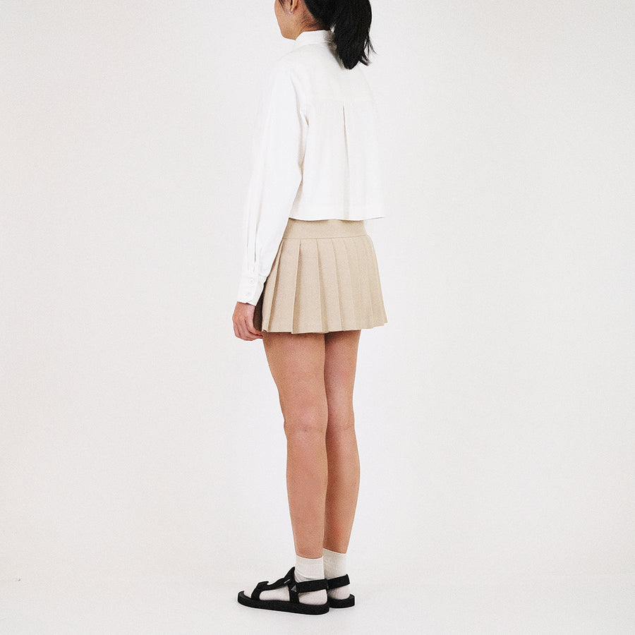 Women Cropped Shirt - Off White - SW2307082A