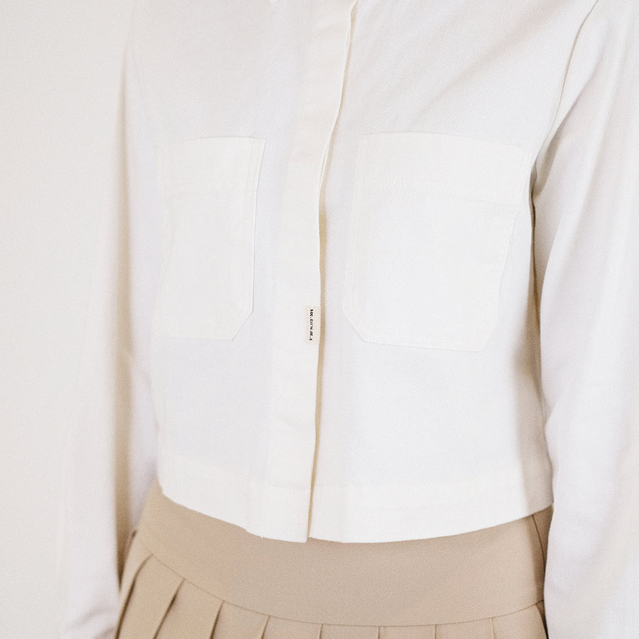 Women Cropped Shirt - Off White - SW2307082A