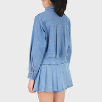 Women Cropped Shirt - Blue - SW2307082B